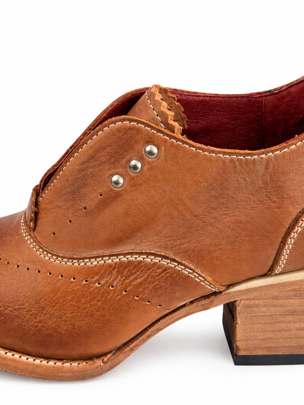 FREEBIRD by Steven Sadie Cognac Leather Heeled Oxford Booties Size 7 BNWOT - Picture 4 of 10